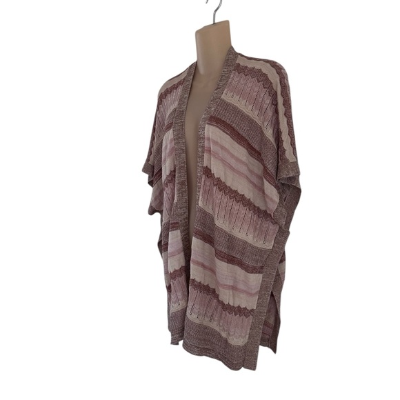 Chico’s Textured Shine Stripe Ruana Wrap Striped Open-Front Cardigan size S/M - Picture 7 of 13
